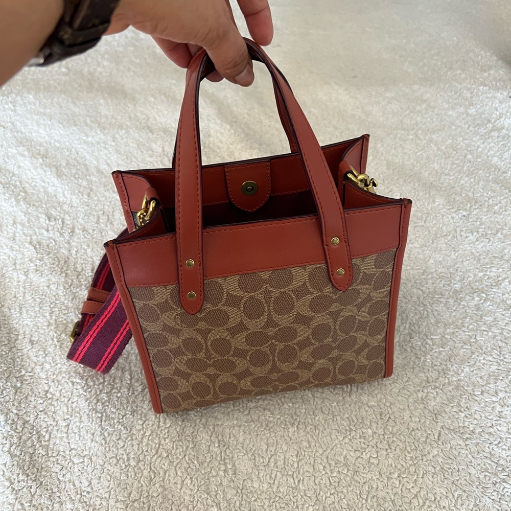 Coach Brown and Tan Signature Tote Bag